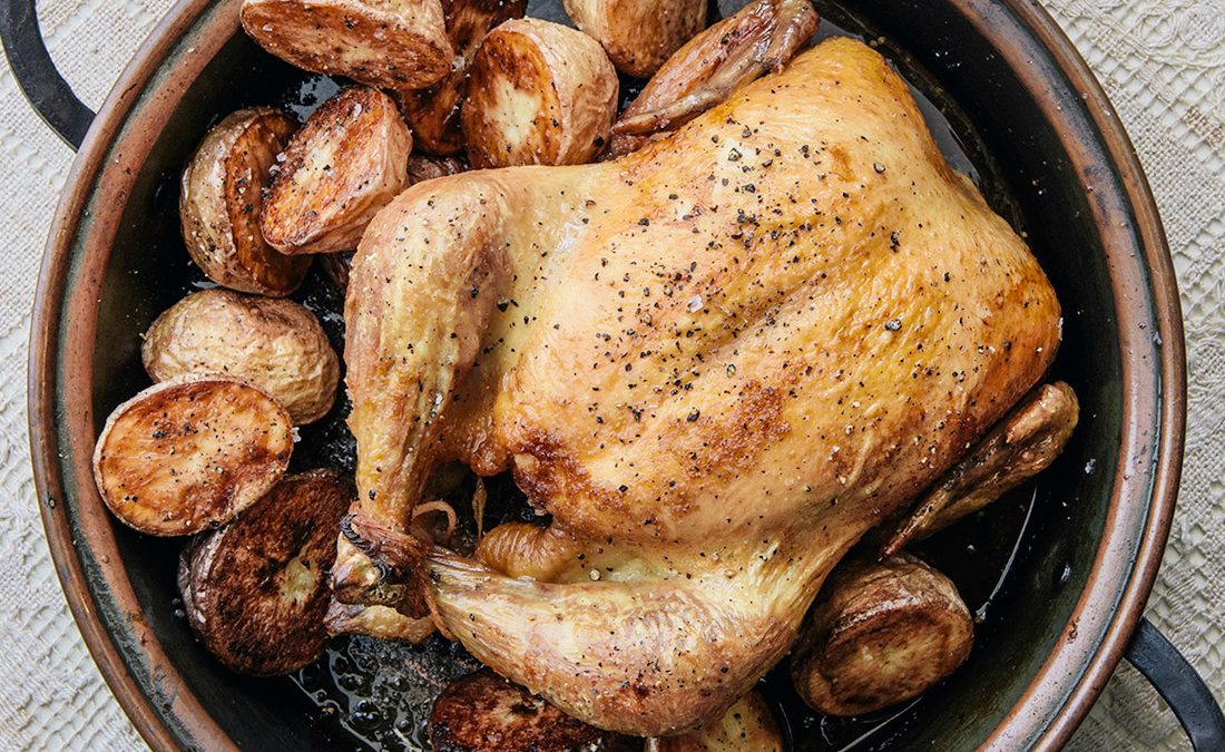 Pollo al horno con papas y cebollas – FADEL .